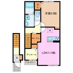 宮町駅 徒歩5分 2階の物件間取画像